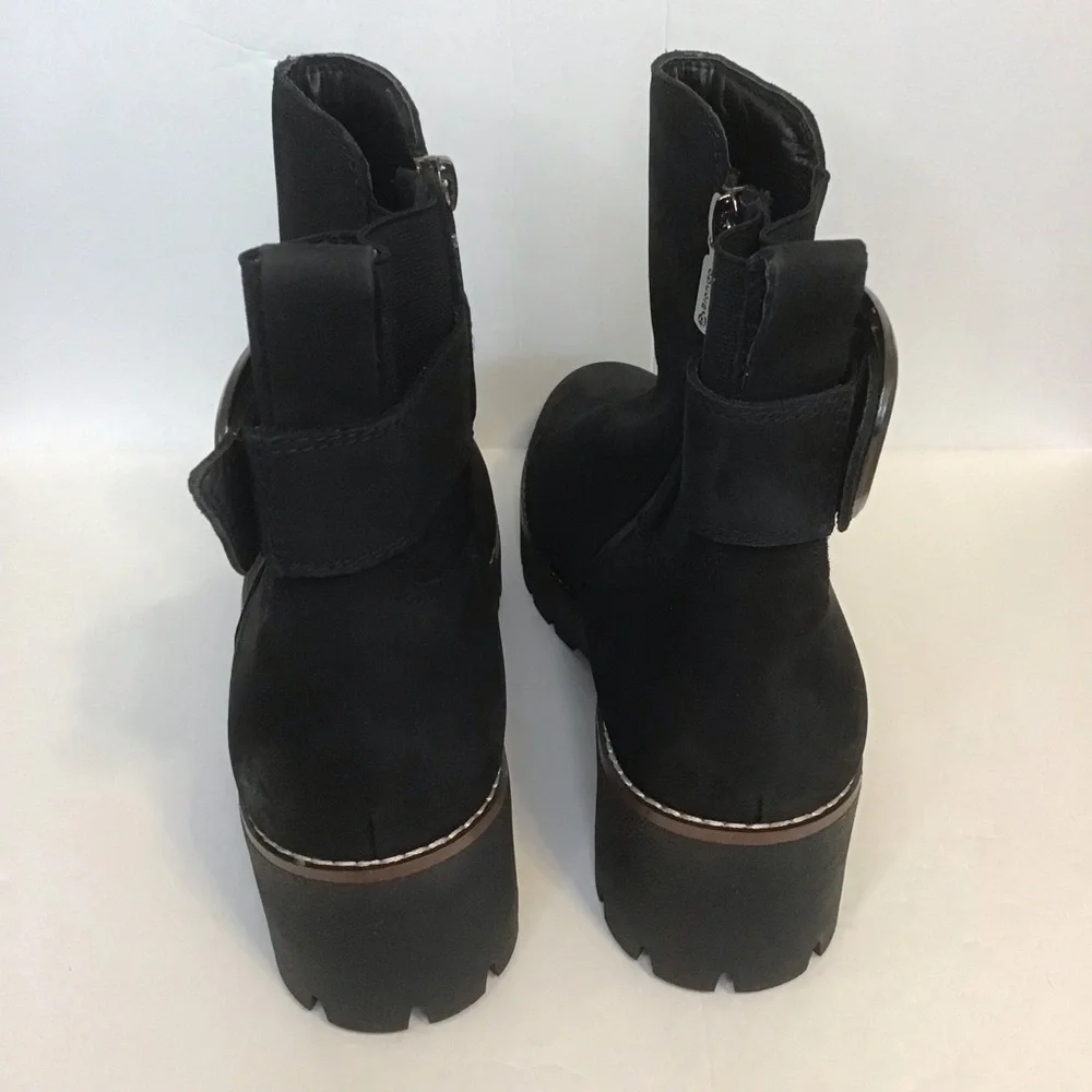 BLONDO Women's Black Suede DAHLIA WATERPROOF Lug Sole Ankle Boots 9.5 NEW
